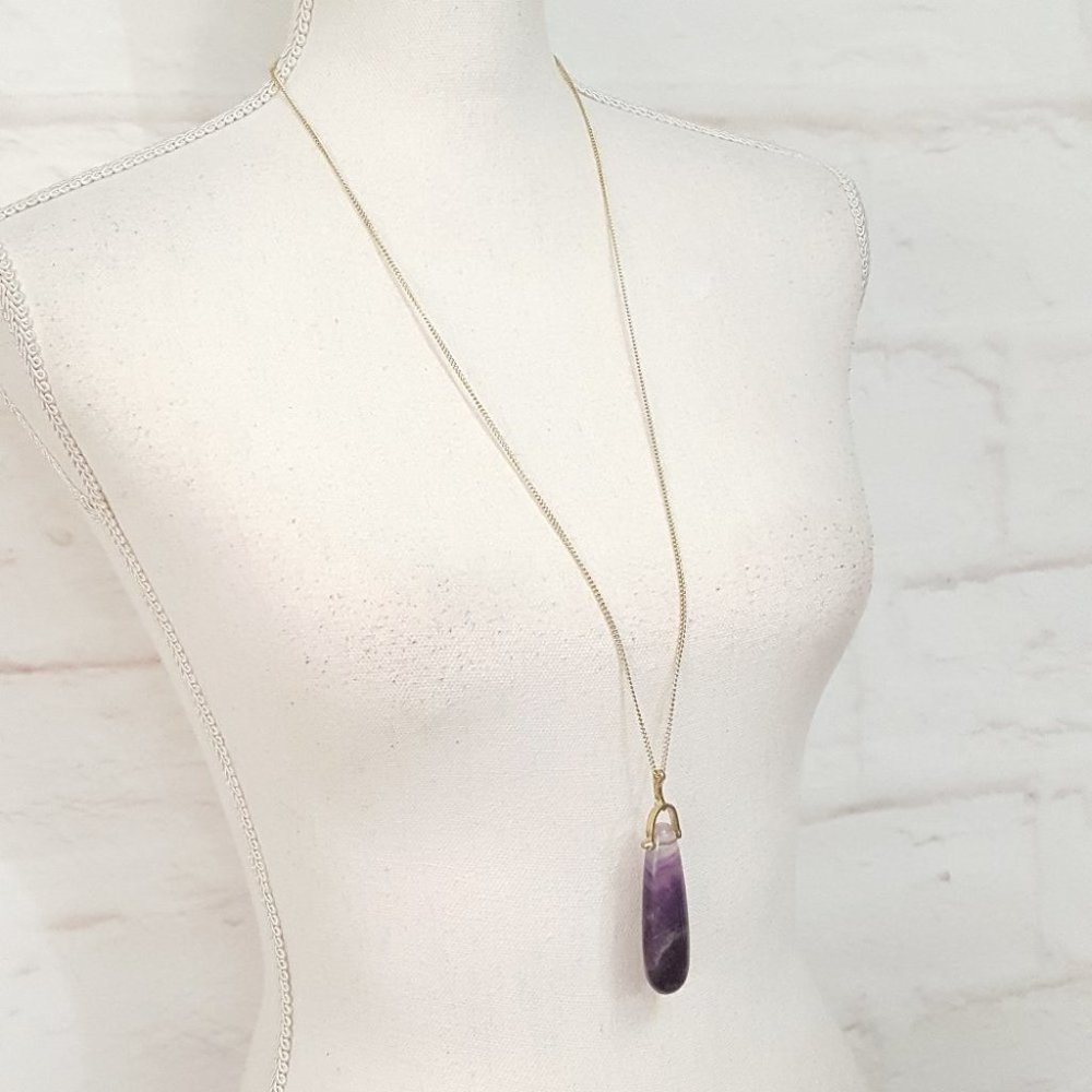 Amethyst Pendant Necklace Long - Picture 4 of 7